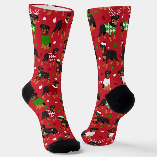 Christmas Rottweiler Socks (Angled)