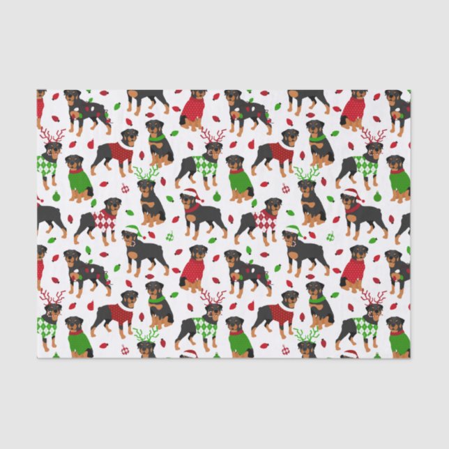 Christmas Rottweiler Tissue Paper (Front)