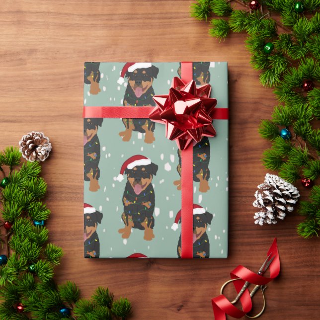 Christmas Rottweiler Wrapping Paper (Holiday Gift)