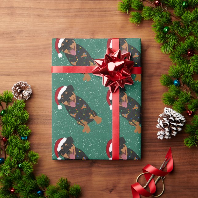 Christmas Rottweiler Wrapping Paper (Holiday Gift)