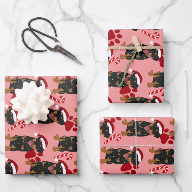 Christmas Rottweiler  Wrapping Paper Sheets (Front)