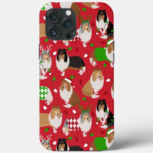 Christmas Rough Collie iPhone 13 Pro Max Case