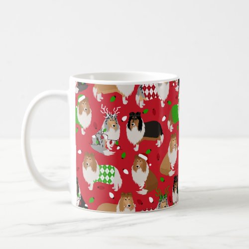 Christmas Rough Collie Coffee Mug