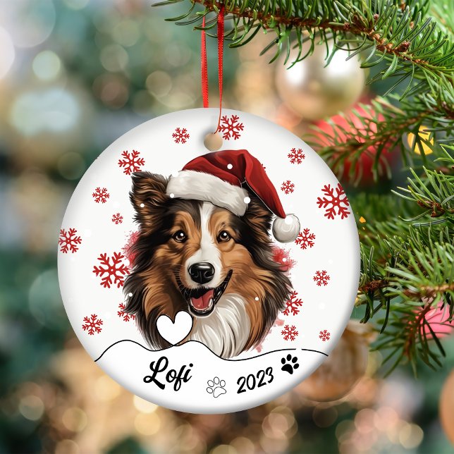Christmas Rough Collie Dog Personalized Ceramic Or Ornament (Creator Uploaded)