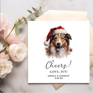 Christmas Rough Collie Dog Personalized Cheers Napkins