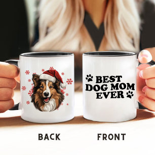 Christmas Rough Collie Dog Personalized Mug