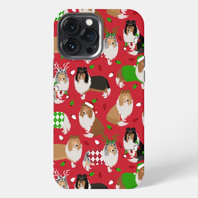Christmas Rough Collie Iphone Case (Back)