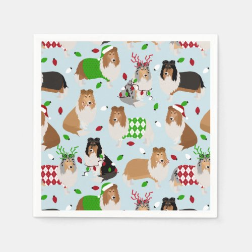 Christmas Rough Collie Napkins