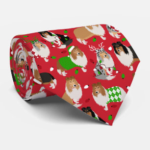 Christmas Rough Collie Neck Tie