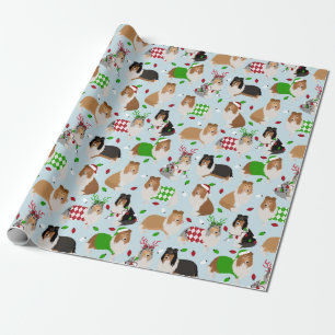 Christmas Rough Collie Wrapping Paper