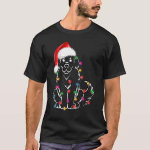 Christmas Rough Collie Xmas Lights Santa Hat  Dog T-Shirt