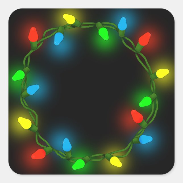 Christmas round lights square sticker (Front)