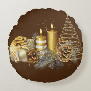 Christmas Round Pillow, Christmas Candle Pillow