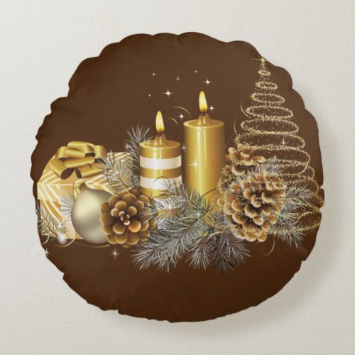 Christmas Round Pillow Christmas Candle Round Pillow