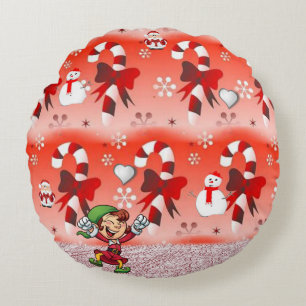 Christmas Round Pillow, Elf Pillow