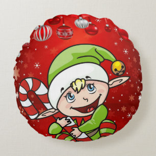 Christmas Round Pillow, Elf Round Pillow