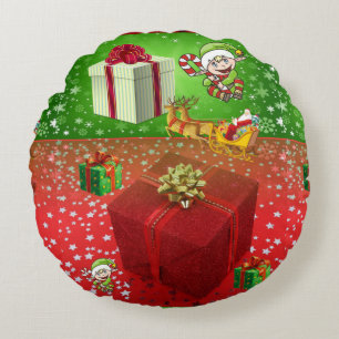 Christmas Round Pillow, Elf Round Pillow