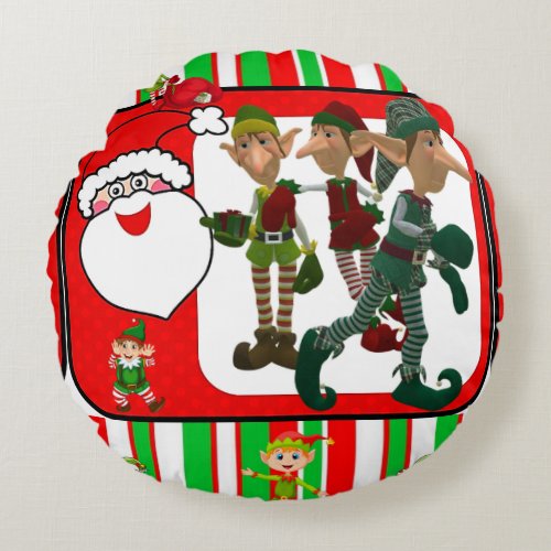 Christmas Round Pillow Elf Round Pillow