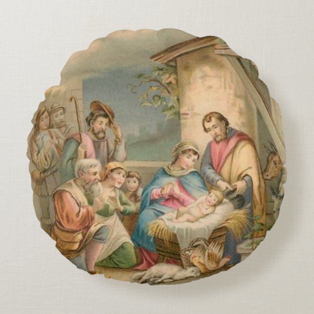 Christmas Round Pillow, Jesus Christ Pillow (Front)