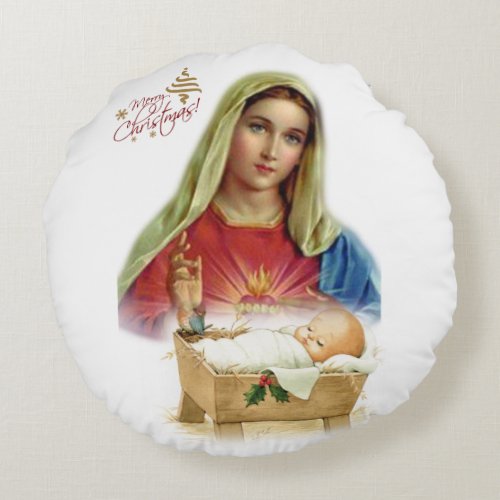 Christmas Round Pillow Jesus Christ Round Pillow