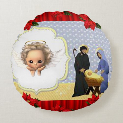 Christmas Round Pillow Jesus Christ Round Pillow