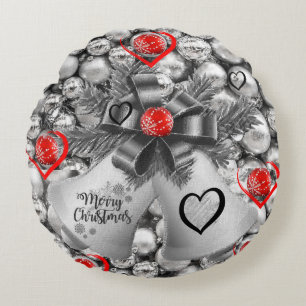 Christmas Round Pillow, Merry Christmas Pillow