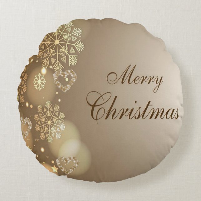 Christmas Round Pillow, Merry Christmas Pillow (Front)