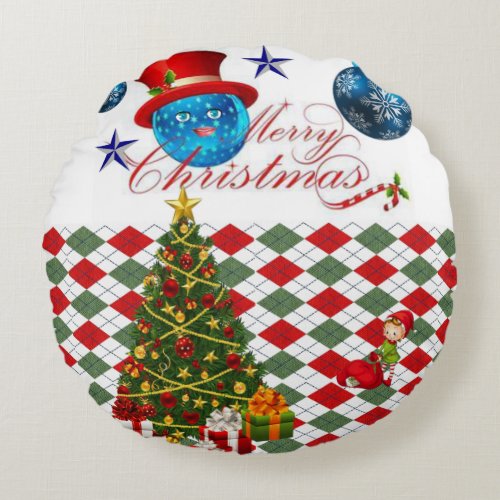 Christmas Round Pillow Merry Christmas Round Pillow