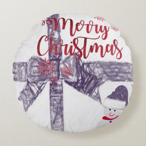 Christmas Round Pillow Merry Christmas Round Pillow