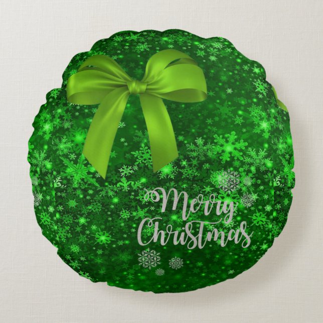 Christmas Round Pillow, Merry Christmas Round Pillow (Front)