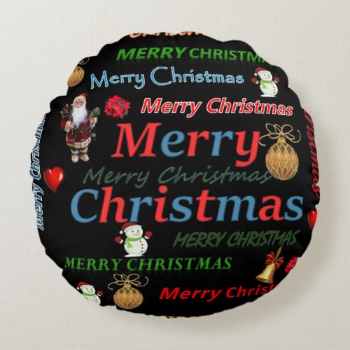 Christmas Round Pillow Merry Christmas Round Pillow