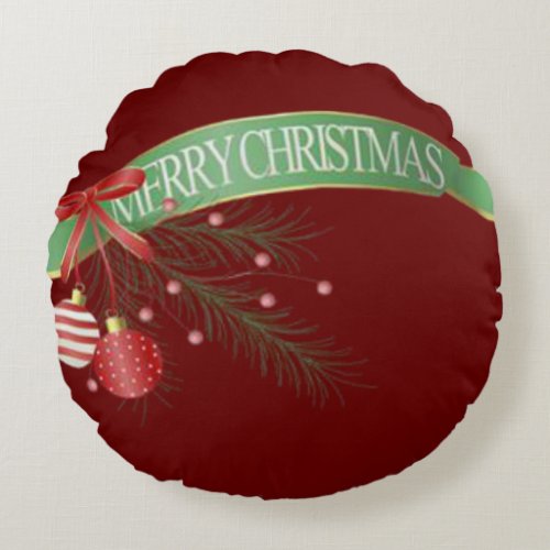 Christmas Round Pillow Merry Christmas Round Pillow