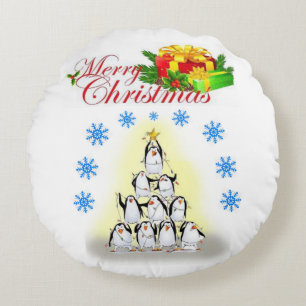 Christmas Round Pillow, Penguin Round Pillow