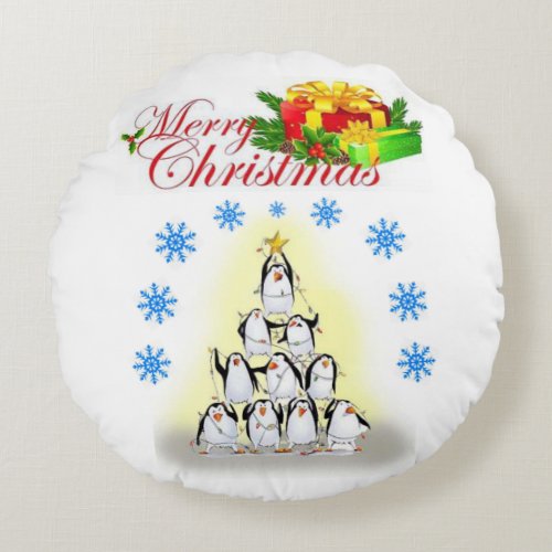 Christmas Round Pillow Penguin Round Pillow