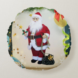 Christmas Round Pillow, Santa Pillow