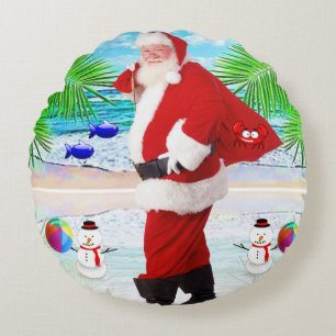Christmas Round Pillow, Santa Pillow
