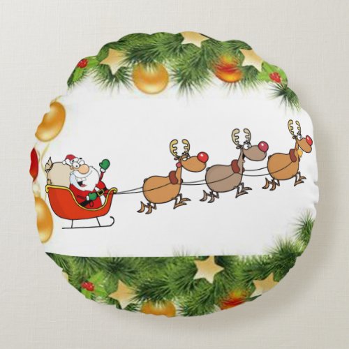 Christmas Round Pillow Santa Round Pillow