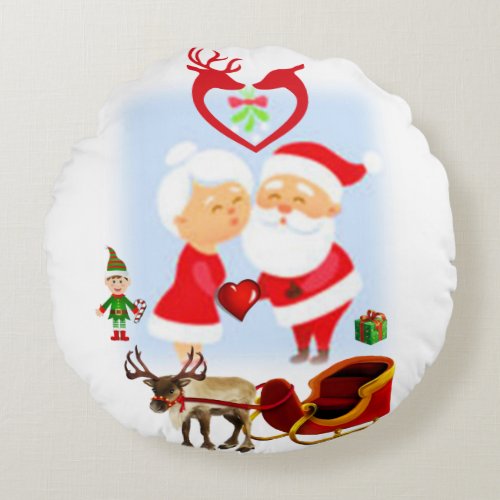 Christmas Round Pillow Santa Round Pillow