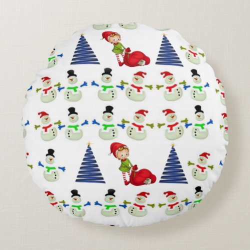 Christmas Round Pillow Snowman Round Pillow