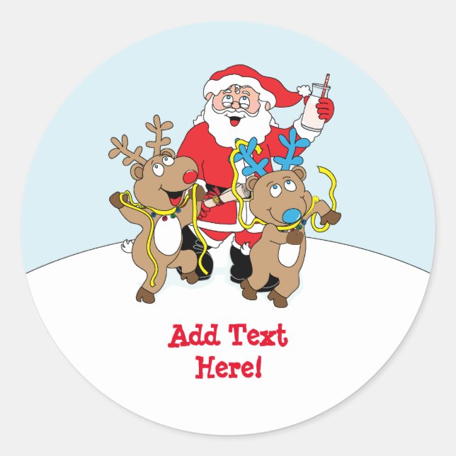 Christmas Round Stickers Santa Claus  (Front)