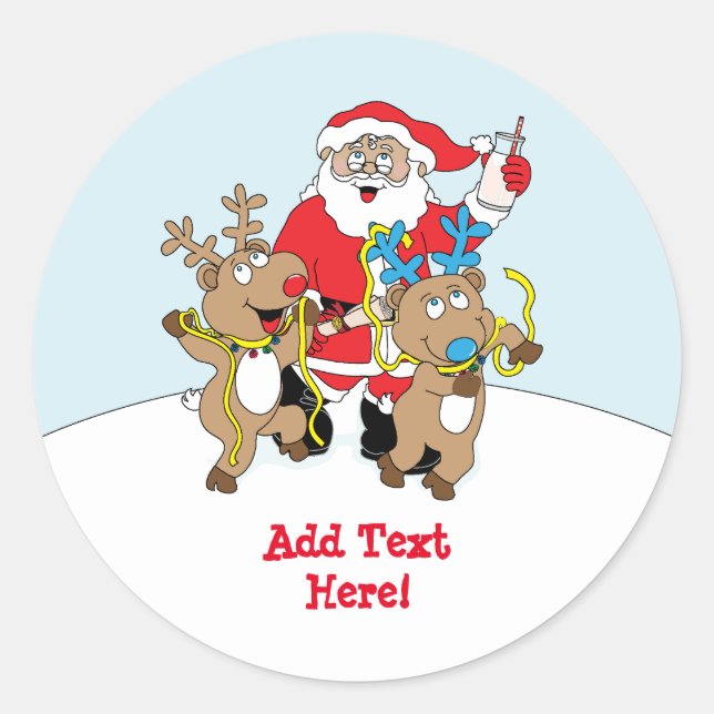 Christmas Round Stickers Santa Claus Personalize (Front)