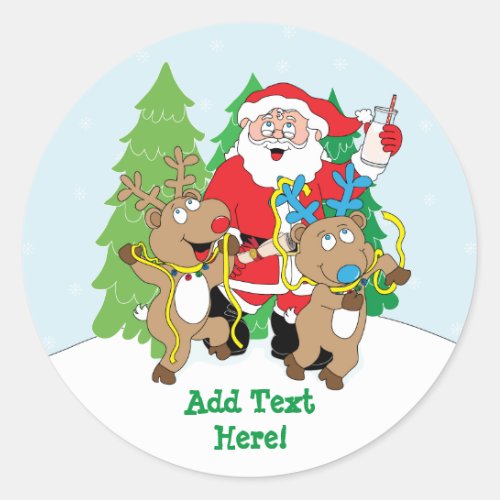 Christmas Round Stickers Santa Claus Personalize