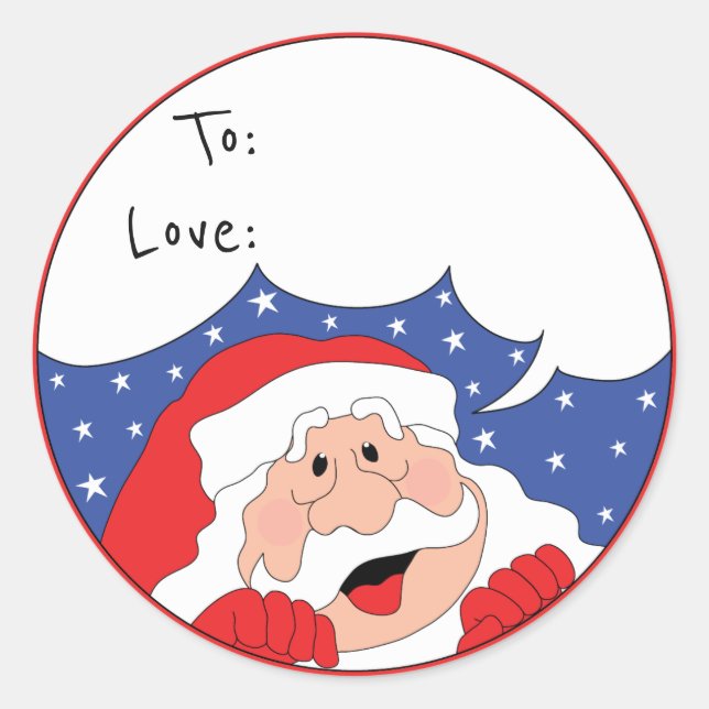 Christmas Round Stickers Santa Says Personalize (Front)