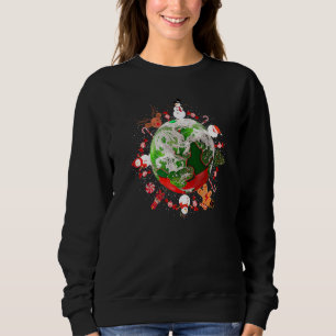 Christmas round the World Earth Graphic Christmas  Sweatshirt