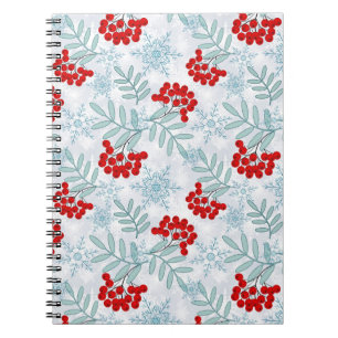 Christmas, Rowan, red, white, snowflakes Notebook