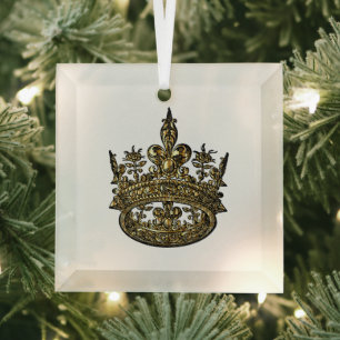 Christmas Royal King's Crown Glass Ornament