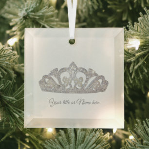 Christmas Royal Princess Crown Glass Ornament