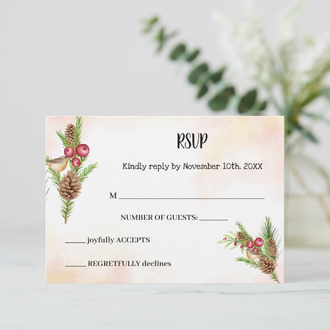 Christmas RSVP Wedding Response Card (Standing Front)