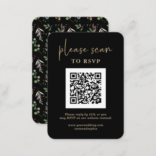 Christmas RSVP with QR Code  Gilded Greenery Enclosure Card