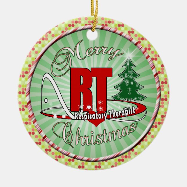 CHRISTMAS RT Respiratory Therapist Ceramic Ornament (Front)
